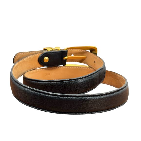 Americana by Sharif Gold Black Leather Belt M Womens Modern Luxe Chic Geometric - Picture 4 of 14